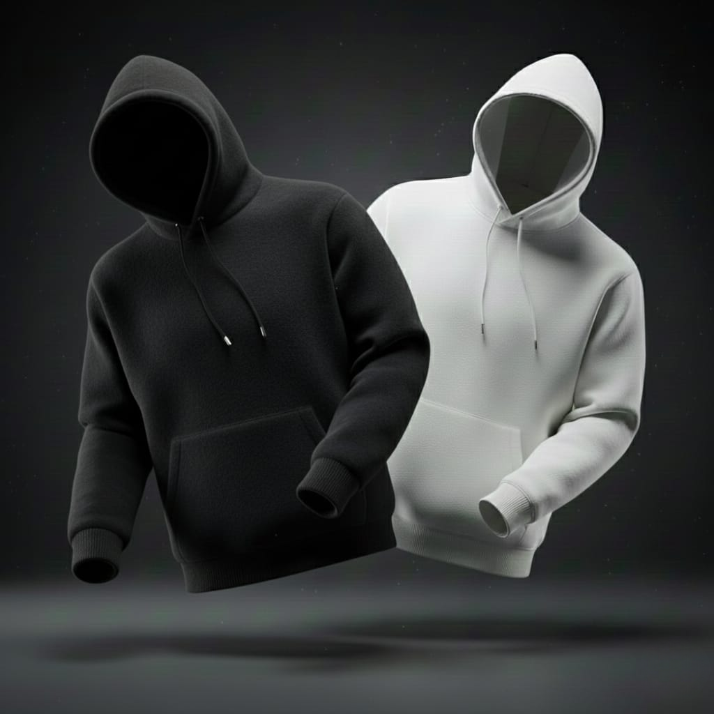 Pack of 2 Premium Hoodies – Combo (Black & White)