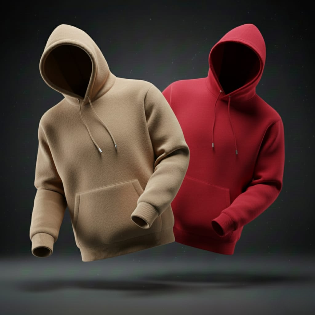 Pack of 2 Premium Hoodies – Combo (Red & Beige)