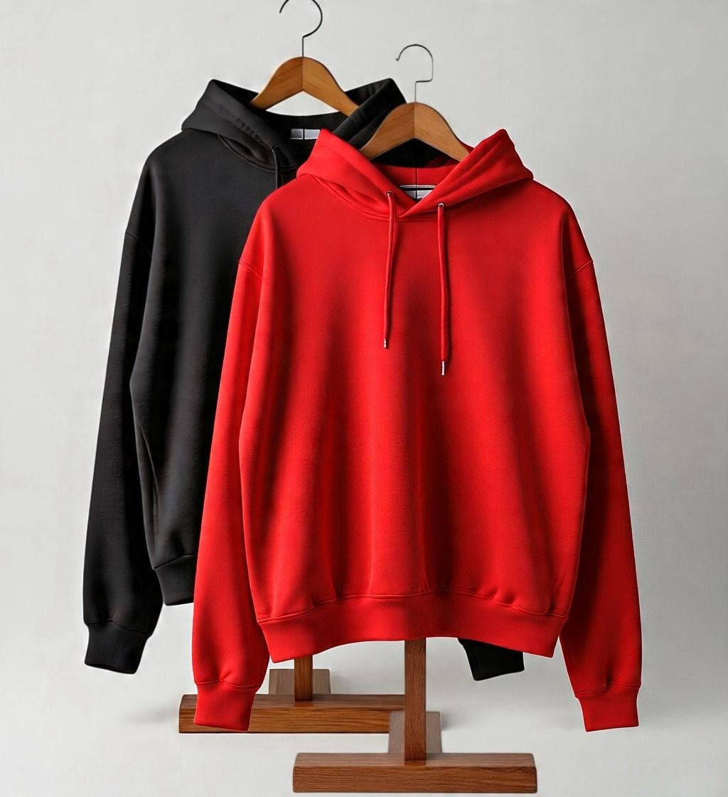 Pack of 2 Premium Hoodies – Ultimate Comfort & Style Combo (Black & Red)