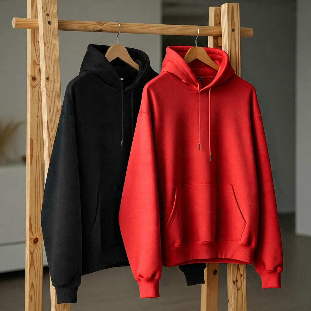 Pack of 2 Premium Hoodies – Ultimate Comfort & Style Combo (Black & Red)