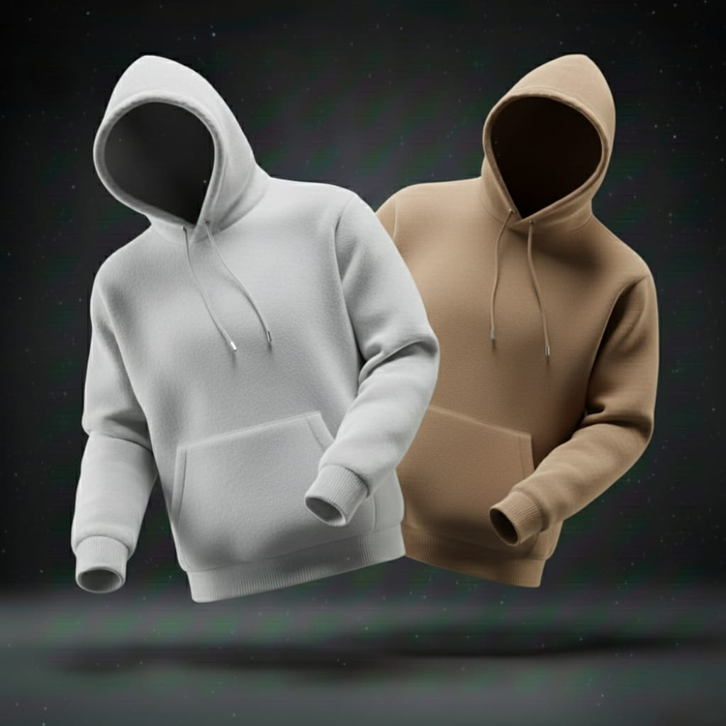 Pack of 2 Premium Hoodies – Combo (Beige & White)
