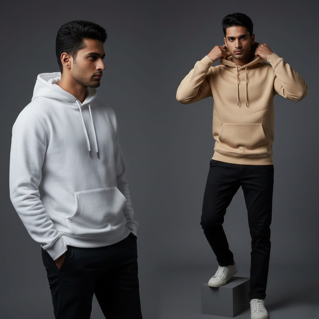 Pack of 2 Premium Hoodies – Ultimate Comfort & Style Combo (White & Beige)