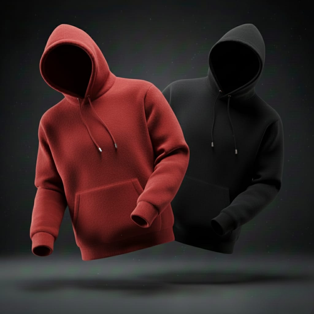 Pack of 2 Premium Hoodies – Combo (Black & Red)