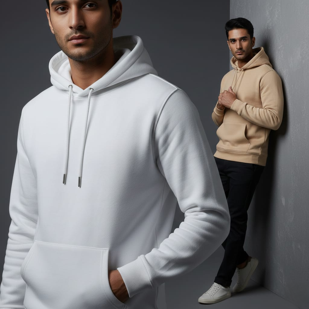Pack of 2 Premium Hoodies – Ultimate Comfort & Style Combo (White & Beige)