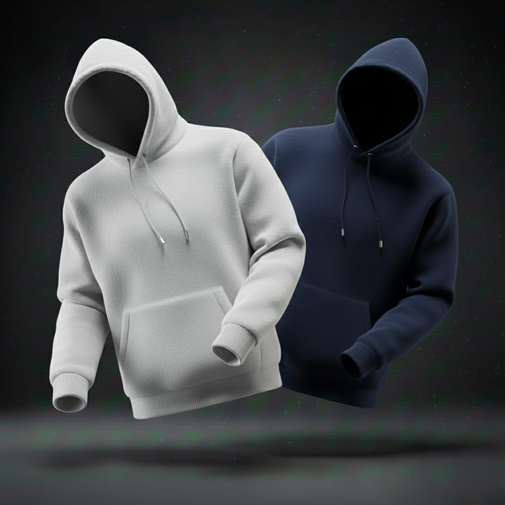 Pack of 2 Premium Hoodies – Combo (White & Blue)