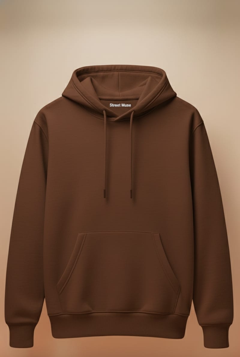 Premium 5-Thread Fleece Hoodie –Brown