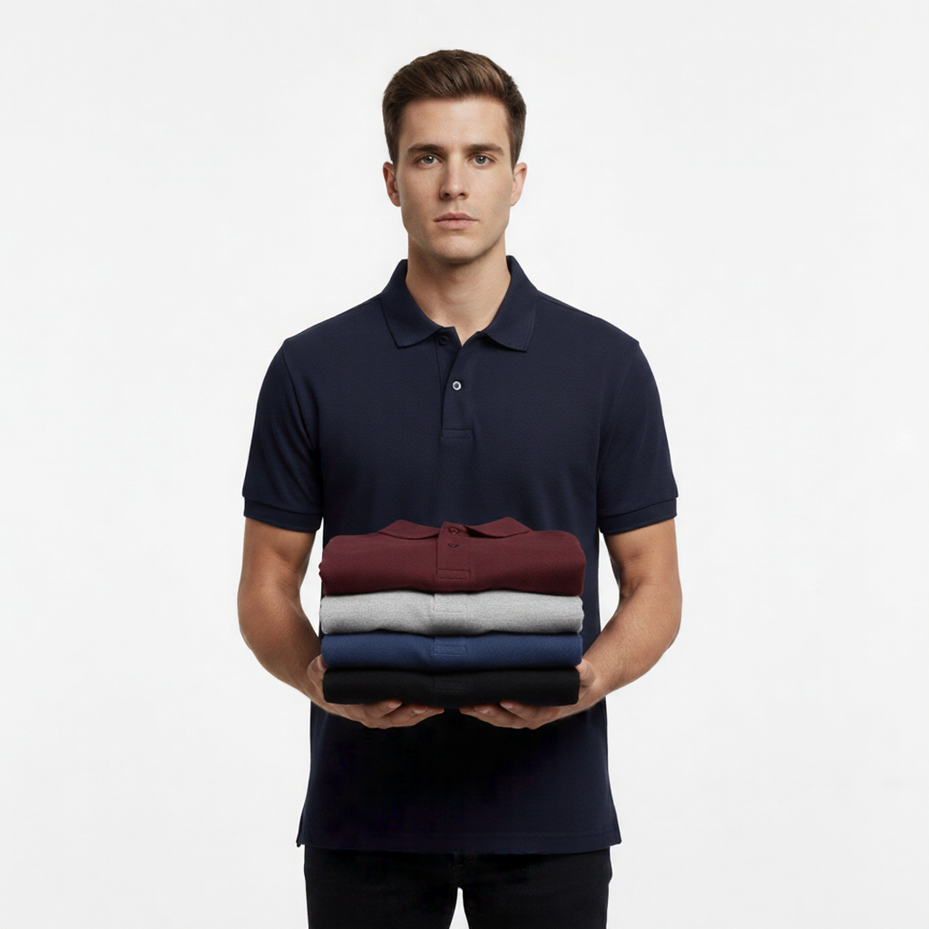 Polo T-Shirts Pack of 4 (maroon grey navy black)