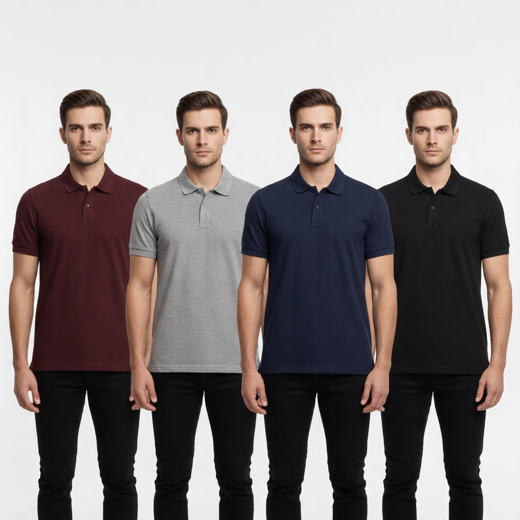 Polo T-Shirts Pack of 4 (maroon grey navy black)