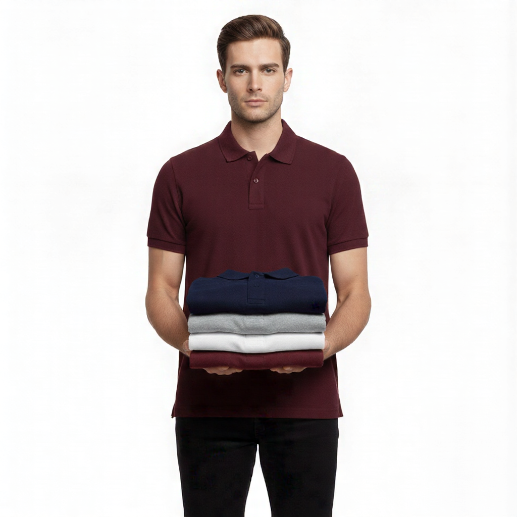 Polo T-Shirts Pack of 4 (navy grey white maroon)