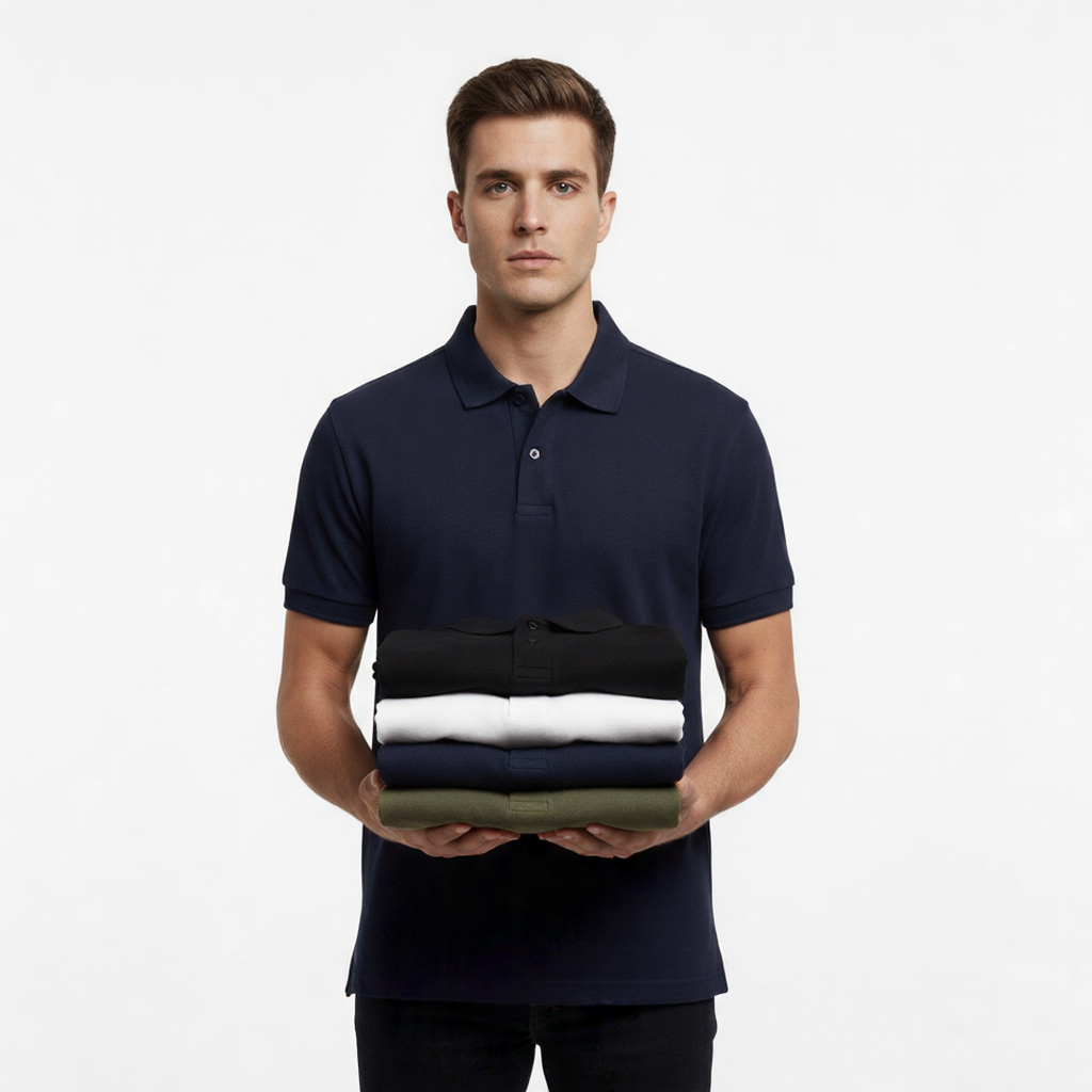 Polo T-Shirts Pack of 4 (black white navy olive)