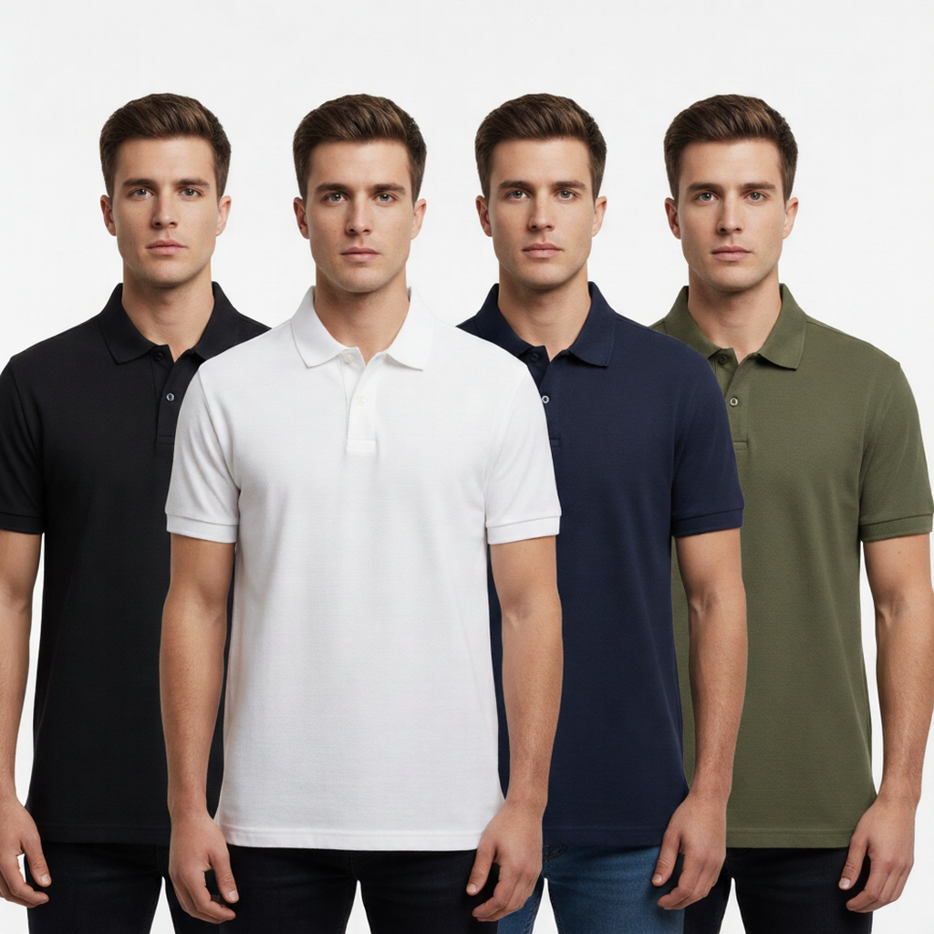 Polo T-Shirts Pack of 4 (black white navy olive)