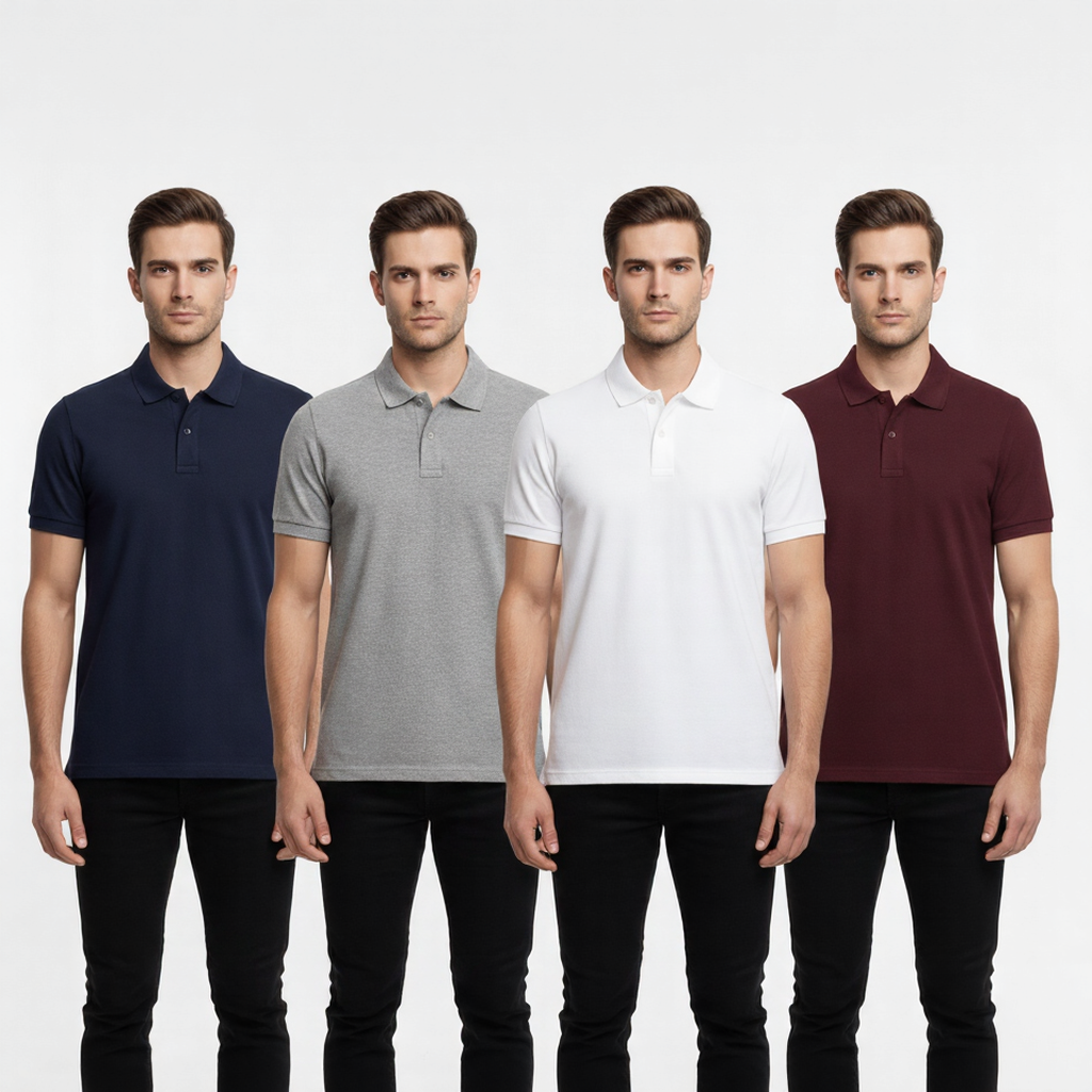 Polo T-Shirts Pack of 4 (navy grey white maroon)