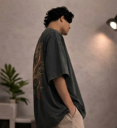 Men’s “CRIMSON DRAGON” Graphic Printed T-Shirt – Premium Cotton | Regular & Oversized Fit