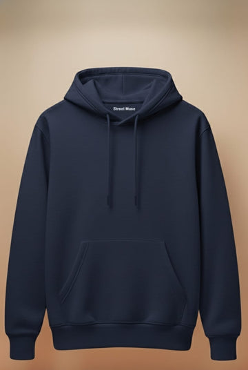 Premium 5-Thread Fleece Hoodie – Navy Blue