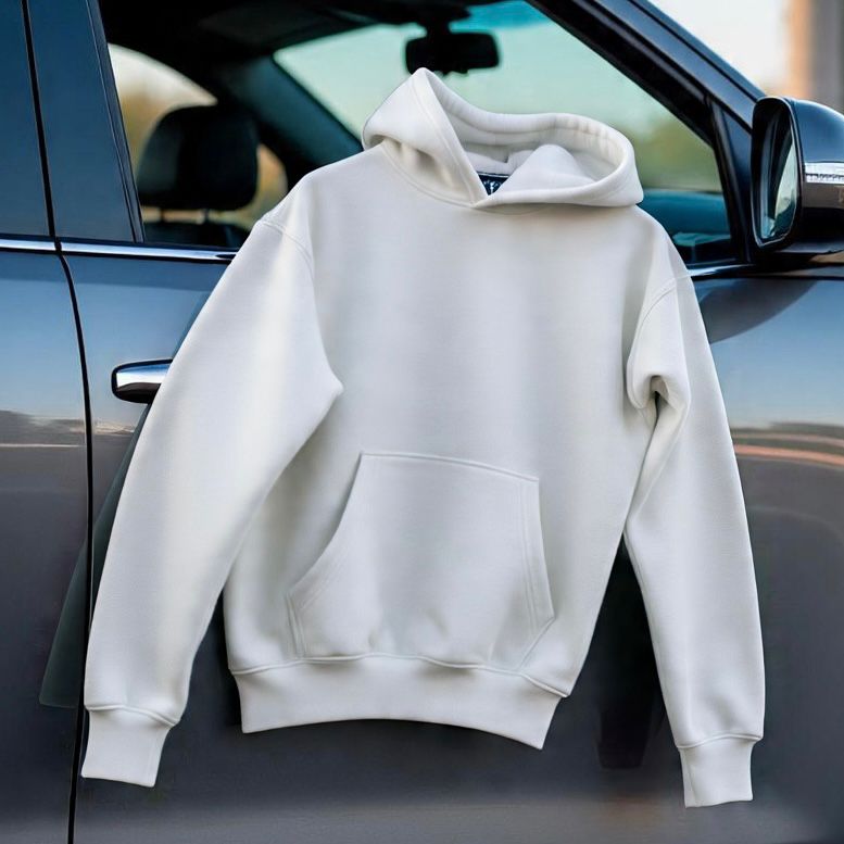 Premium 3-Thread Fleece Hoodie (White)
