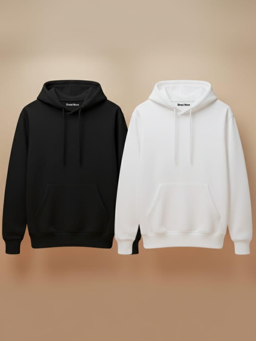 Pack of 2 Premium Hoodies – Combo (Black & White )