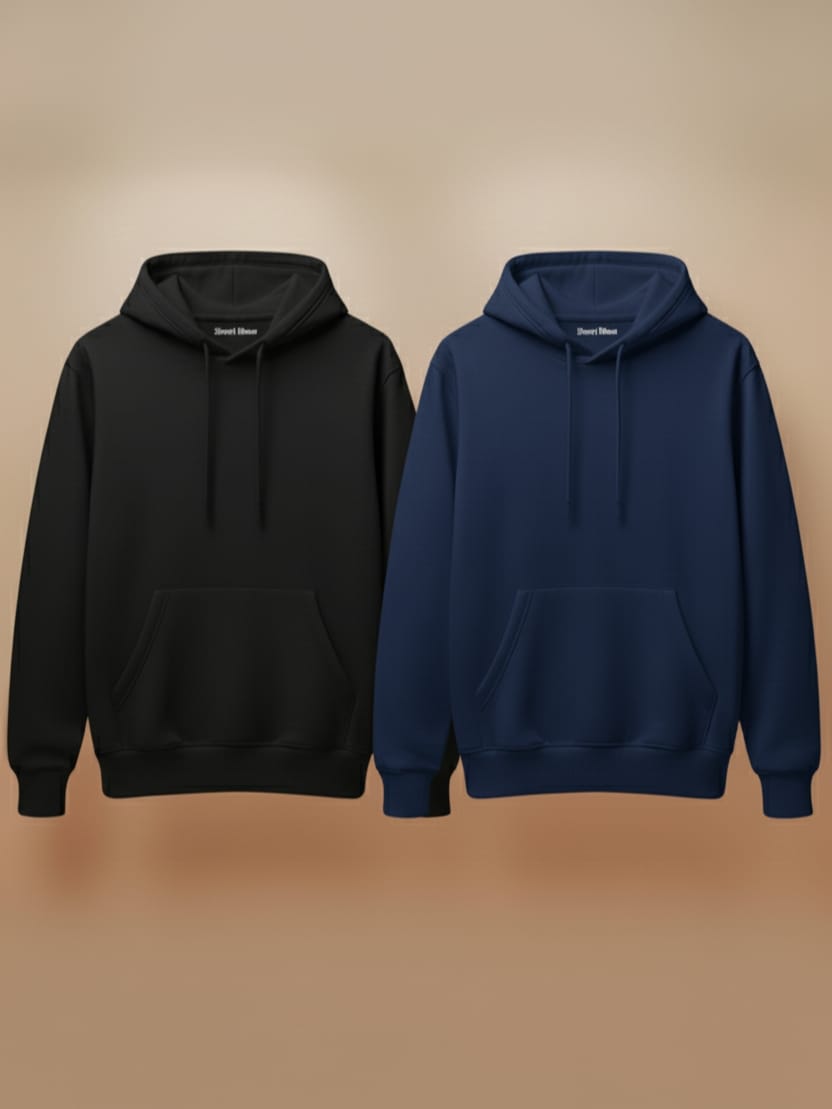 Pack of 2 Premium Hoodies – Combo (Black & Blue)