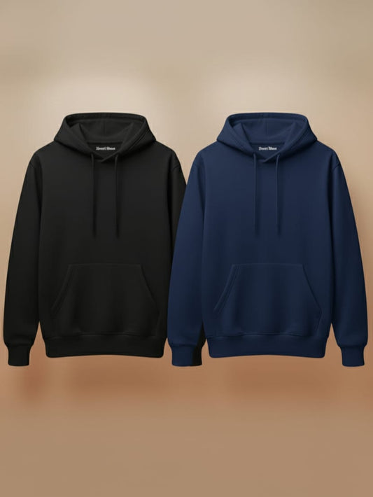 Pack of 2 Premium Hoodies – Combo (Black & Blue)