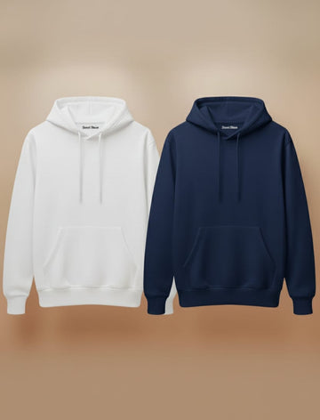 Pack of 2 Premium Hoodies – Combo (White & Blue)