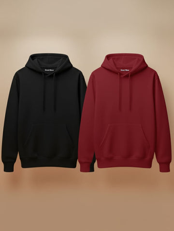Pack of 2 Premium Hoodies – Combo (Black & Red)