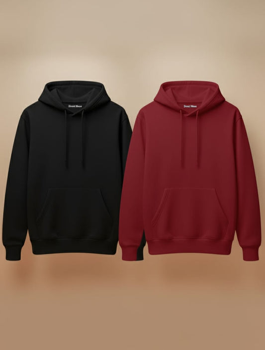 Pack of 2 Premium Hoodies – Combo (Black & Red)