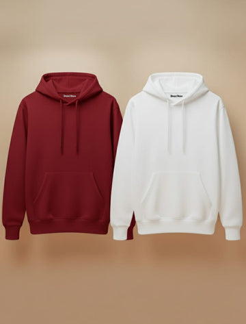 Pack of 2 Premium Hoodies – Combo (White & Red)