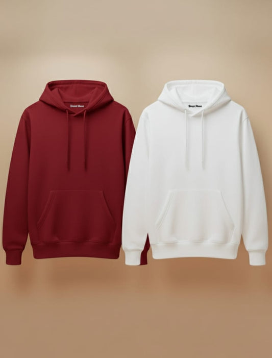 Pack of 2 Premium Hoodies – Combo (White & Red)