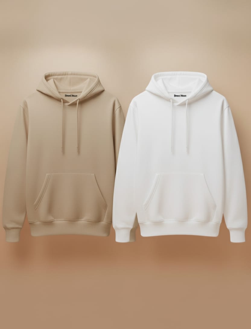 Pack of 2 Premium Hoodies – Combo (Beige & White)