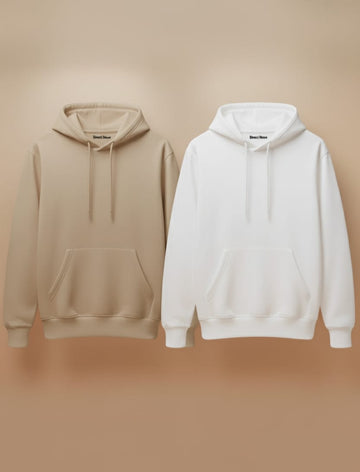 Pack of 2 Premium Hoodies – Combo (Beige & White)