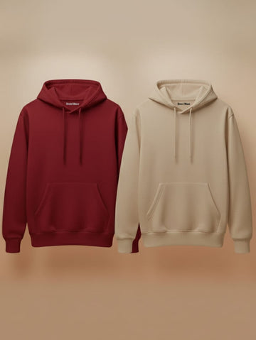 Pack of 2 Premium Hoodies – Combo (Red & Beige)
