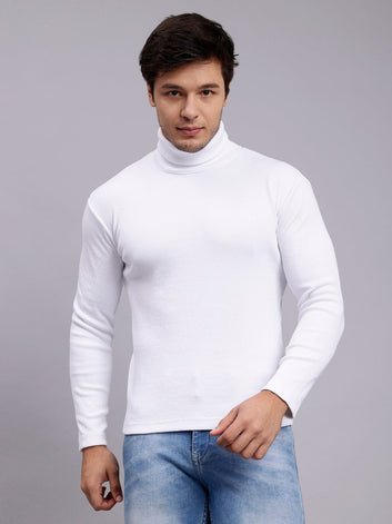 Mens Solid Black & White Turtle Neck Rib Sweater | Basic High Neck Sweater | Plain Jumper ( Pack Of 2 )