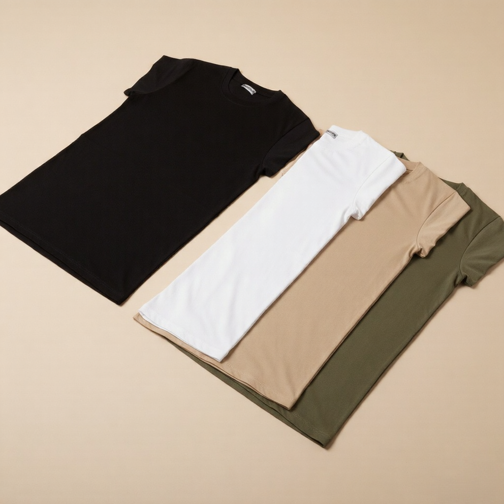 Pack of 4 Oversized t-shirt  (black, white, beige and olive)