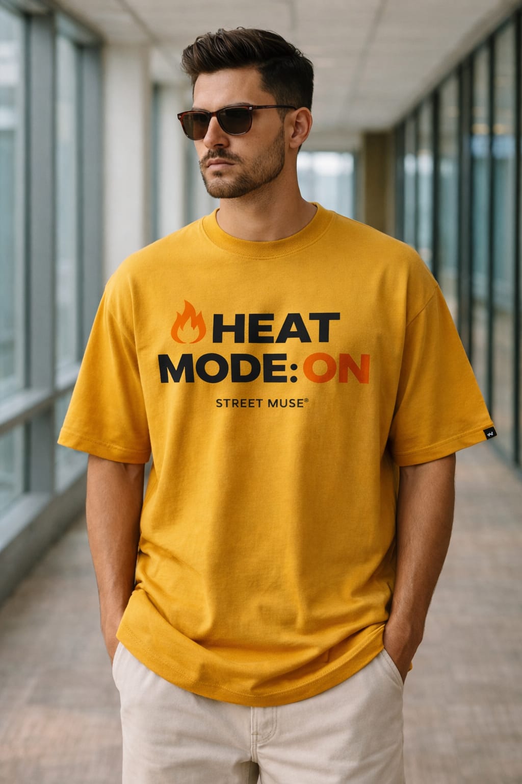 Men’s “HEAT MODE” Graphic Printed T-Shirt – Premium Cotton | Regular & Oversized Fit
