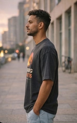 Men’s “Sunset Muse” Graphic Printed T-Shirt – Premium Cotton | Regular & Oversized Fit