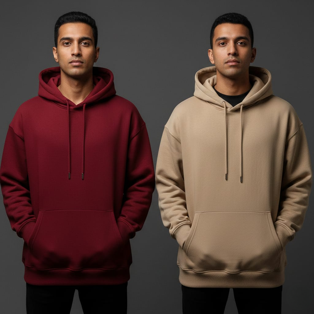 Super Comfy Hoodies – Pack of 2 Combo (Red & Beige)