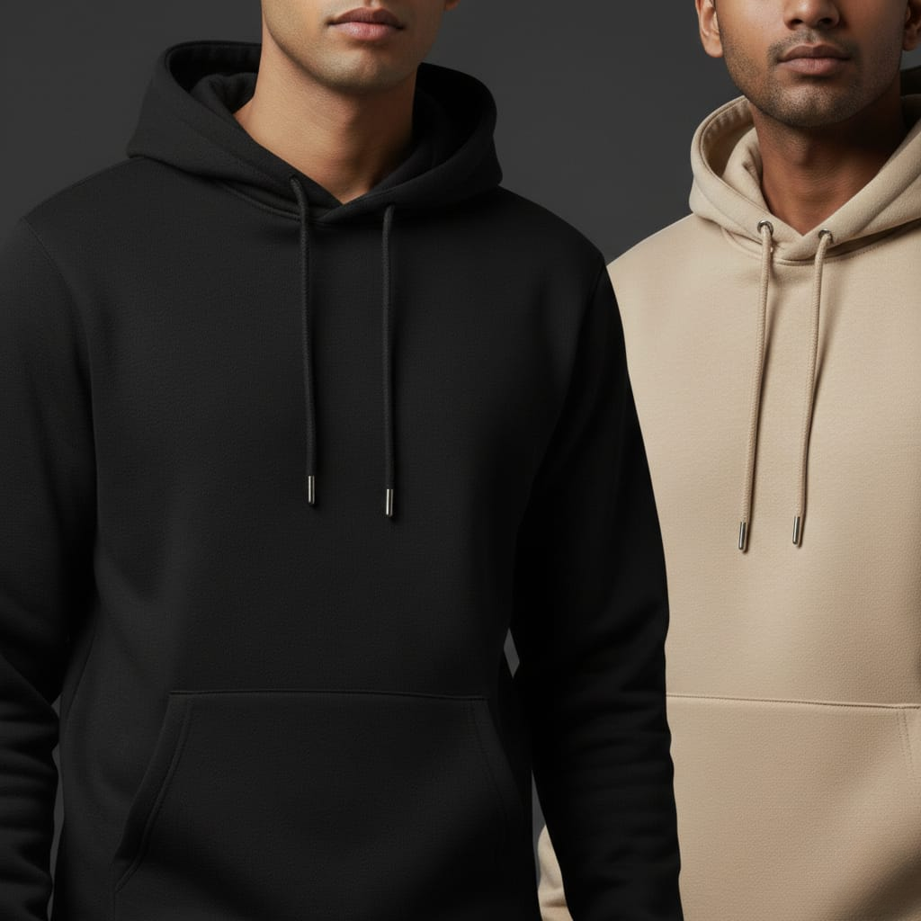 Pack of 2 Premium Hoodies – Ultimate Comfort & Style Combo (Black & Beige)