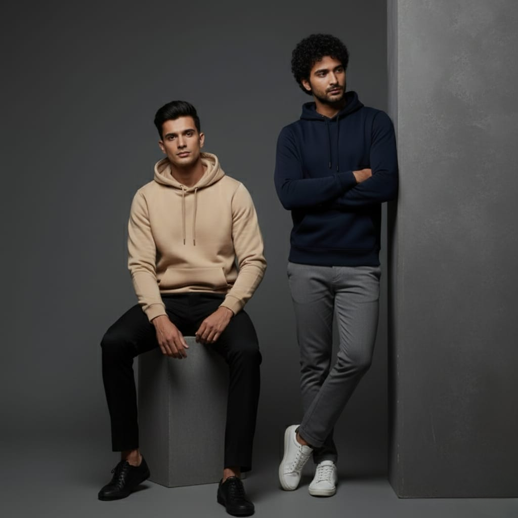 Pack of 2 Premium Hoodies – Ultimate Comfort & Style Combo (beige & Blue )