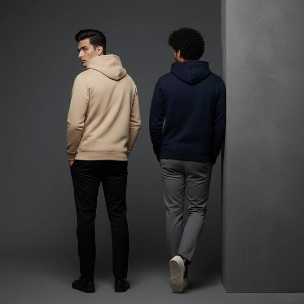 Pack of 2 Premium Hoodies – Ultimate Comfort & Style Combo (beige & Blue )