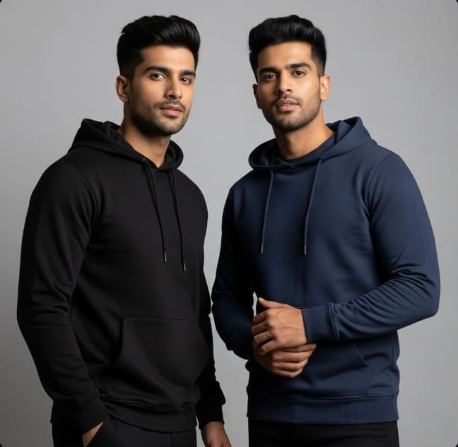 Pack of 2 Premium Hoodies – Ultimate Comfort & Style Combo (Black & Blue)