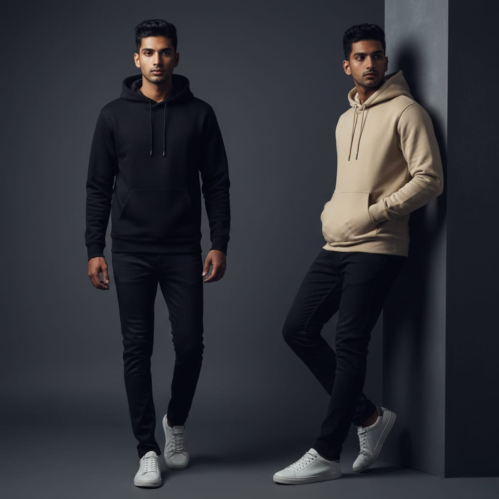 Pack of 2 Premium Hoodies – Ultimate Comfort & Style Combo (Black & Beige)