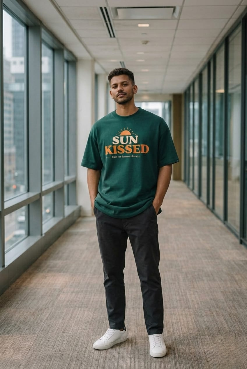 Men’s “Sun Kissed” Graphic Printed T-Shirt – Premium Cotton | Regular & Oversized Fit