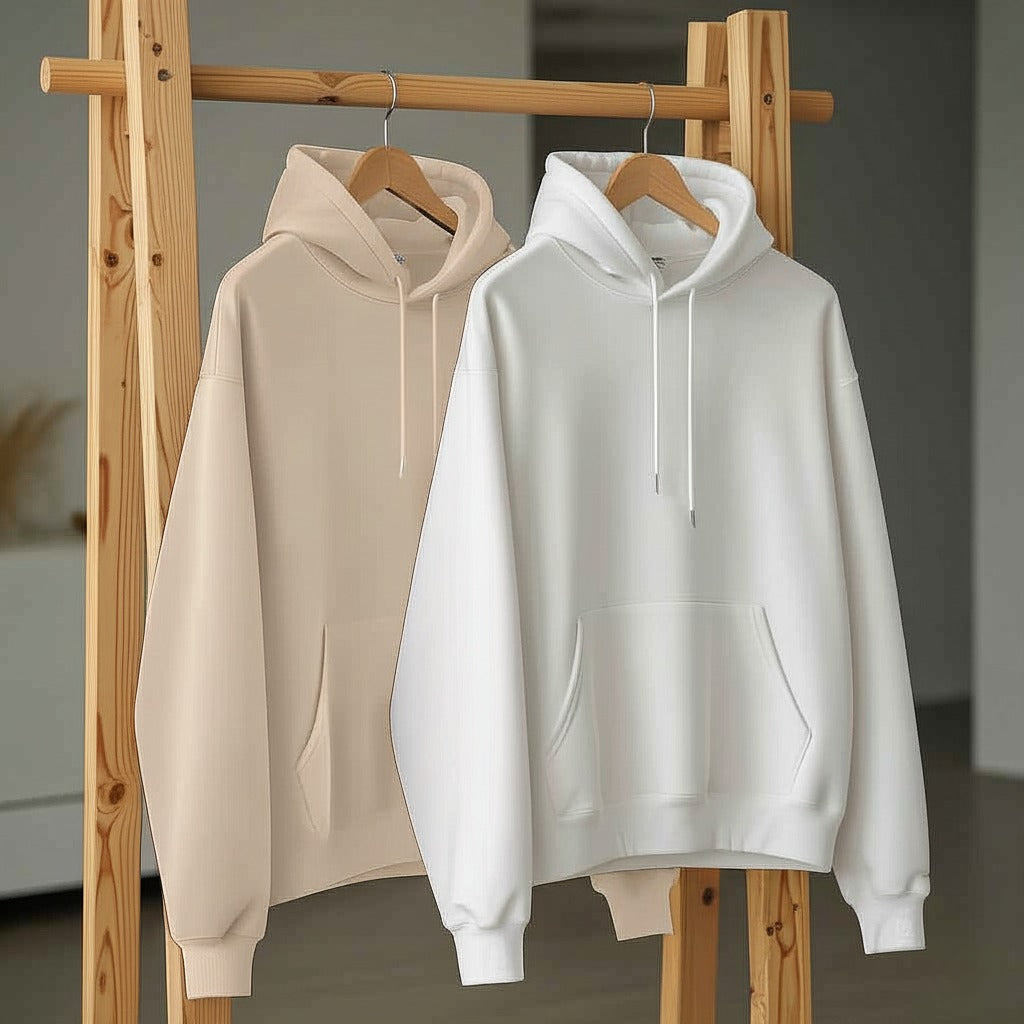 Pack of 2 Premium Hoodies – Ultimate Comfort & Style Combo (White & Beige)