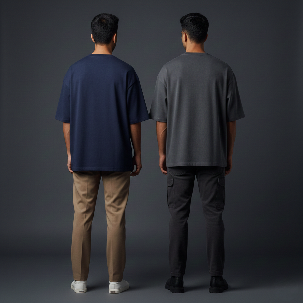 Pack of 2 Oversized t-shirt  (navy and charcoal)