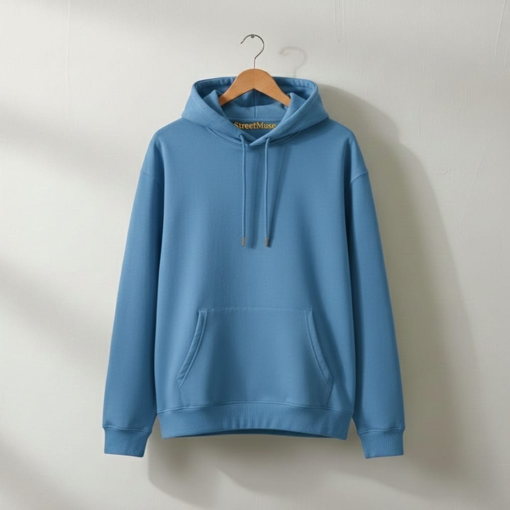 Premium 3-Thread Fleece Hoodie (Blue)
