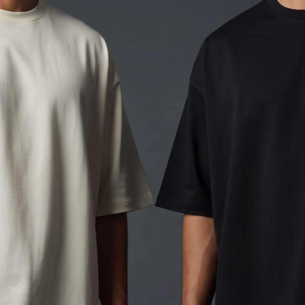 Pack of 2 Oversized t-shirt  (ivory and jet black)