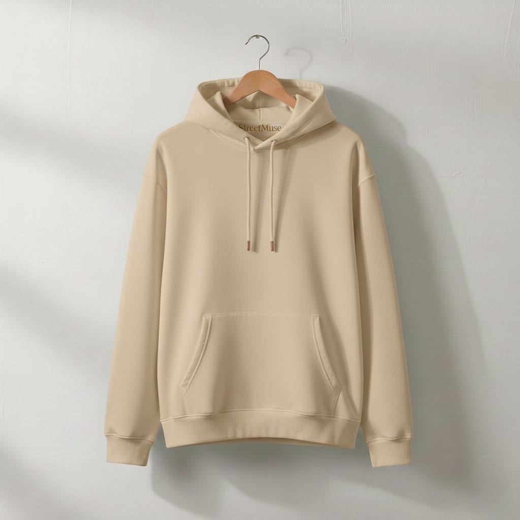 Premium 3-Thread Fleece Hoodie (Beige)