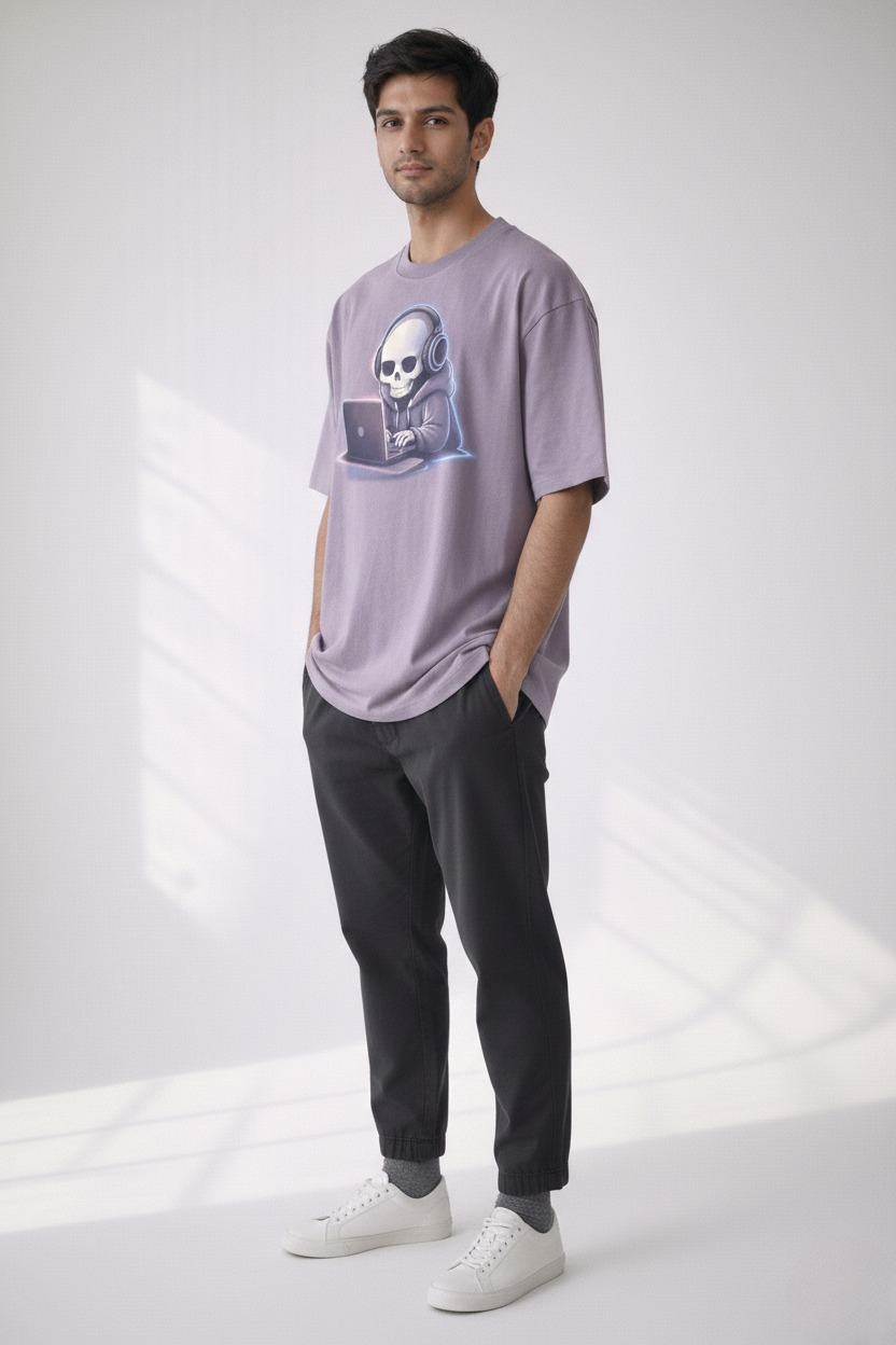 Men’s “Hacker Mode” Graphic Printed T-Shirt – Premium Cotton | Regular & Oversized Fit