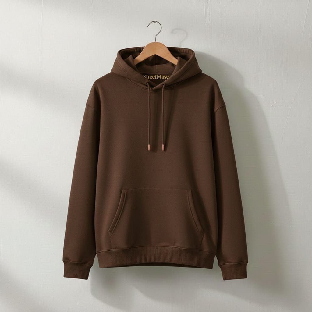Premium 3-Thread Fleece Hoodie (Brown)