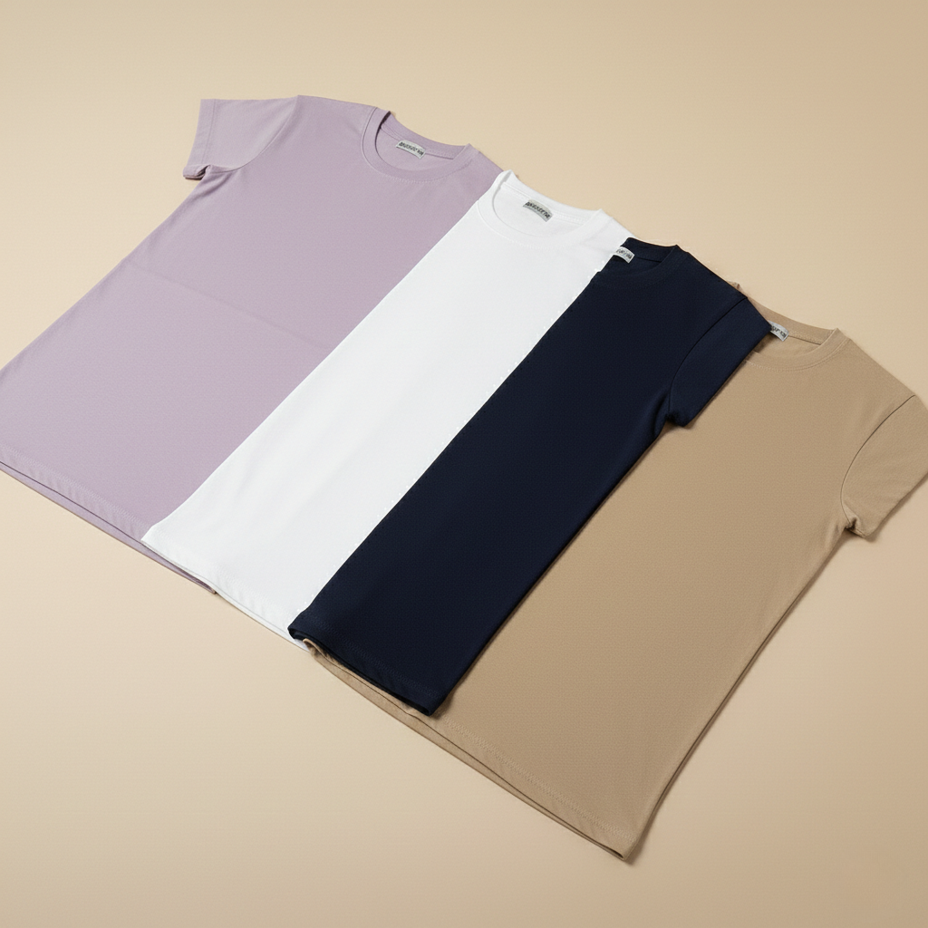 Pack of 4 Oversized t-shirt  (black, white, beige, lavender)