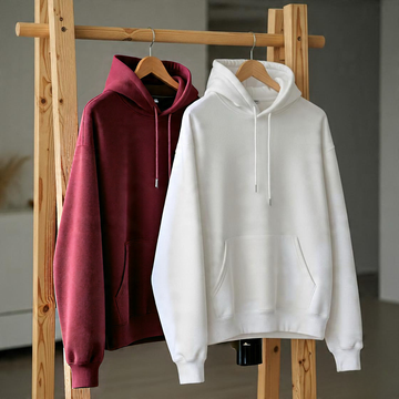 Pack of 2 Premium Hoodies – Ultimate Comfort & Style Combo (White & Wine)
